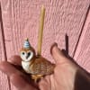 A Gorgeous Ceramic Barn Owl Cake Topper. Made with Food-safe Glaze and