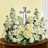 An elegant display of faith, this beautiful arrangement will comfort the bereaved