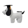 Playful and proudly dressed for the big day, this graduation plush dog