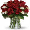 Modern Dozen Roses with White Calla lilies 