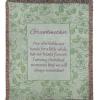 Floral-patterned blanket with a grandmother tribute message