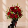 Make a bold and unforgettable statement with Midnight Heel Blooms, a glamorous