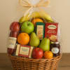 The Fruitfully Festive Gourmet Gift Basket features a curated assortment of premium