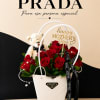 ELEGANT DESIGN (Prada) roses, Happy Mother's Day topper, Prada metal ribbon and