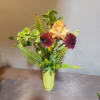This unique, one-of-a-kind design features a blooming bearded iris with bells of