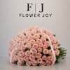A graceful arrangement of soft blush-pink roses, hand-tied with delicate ribbon details.