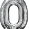 Mid-Size Silver Number 0 Helium Balloon