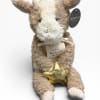 Super soft goat plush that is holding a message that says "You