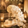 The bridal bouquet is an elegant and romantic arrangement, perfect for a