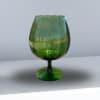 Crystal vintage green glass brandy snifter shape vase, flower bowl 60's vintage
