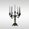 Vintage five-arm brass candle holder with onyx. Italy, 60s



