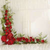 This arrangement is a red rose casket lid corner insert, meant to