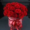 A refined floral box designed in a rich red color palette with