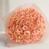 A lavish cascade of peach and blush roses greets the eye -