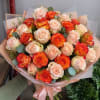 5 roses orange &amp; cream