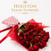 Beautiful wrapped red roses.