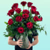 The Red Panther rose is a striking bicolor hybrid tea rose variety
