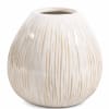 White ceramic vase with thin gold vertical stripes