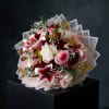 50 Roses /25 red 25 pink, Stargazer Lilies, Baby's Breath adorned with