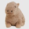 Plush hippo toy in tan fur on a white background