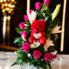 Velvet Elegance With 12 Roses Hot Pink  And Lilies 