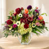 A lush burst of romantic color-Crimson Kiss is a large mixed flower