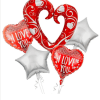 Heart-shaped love balloons with silver star balloons