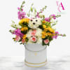 Includes White carnations, Pom daisy yellow, Pink spray roses, Lisianthus, Hydrangeas, mini