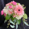 Pretty in Pink Arrangement with Hydrangea, Gerbera Daisies, Alstromeria and Spray Roses.