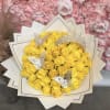 Yellow rose bouquet with butterfly picks and a jeweled tiara topper