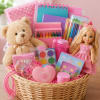 A cheerful gift basket designed to delight a little girl, perfect for