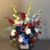 Beautiful mix of red, white and blue flowers to brighten anyone's 4th
