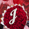 50 Red roses with a customizable initial made out of baby's breath.