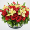 Lovely floral arrangement in a round low vase 
with 3 dozen Ecuadorian