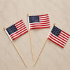 A single small American flag on a thin wooden stick topped with