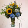 Bright and cheerful flowers, focusing on the beloved sunflower. 
Measures approx. 21w