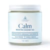 A compact jar of Calm coconut body oil that reads like a