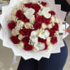 50 roses red and white