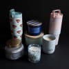 Sand + Fog Candle &ndash; $19.99
Textured Glass Candle &ndash; $19.99
Floral Glass Candle
