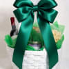 12 inch Gourmet gift basket complete with luxury scented candle, gourmet snacks