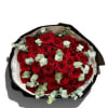 A rich, romantic bouquet of premium red roses accented with soft eucalyptus