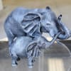 Mommy &amp; Me, Two textured gray elephant figurines, larger and smaller with