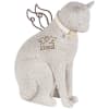 Gray cat figurine with angel wings and the word loved on its chest