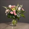 Spray Roses, Carnations, Delphinium, Hydrangea and Veronica with Filler and Greens in