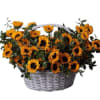 Farewell to summer. Stylish basket with sunflowers. 

