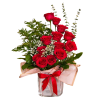A dramatic cascade of vivid red roses rises like a ladder of