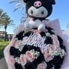 50 Black and Pink roses with special topper and Kuromi plushy
