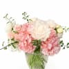 Soft blush blooms arranged in luxurious peonies, hydrangeas and premium roses.Perfect for