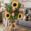 Celebrate the love of flowers and feline companions with our Kahala Peach