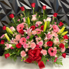 Large Flower Bloom Basket 
Red and Pink themed 